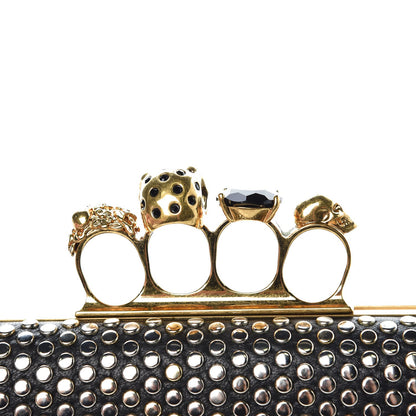 Alexander McQueen Lambskin Studded Skull Knuckle Box Clutch Black 10 of 17