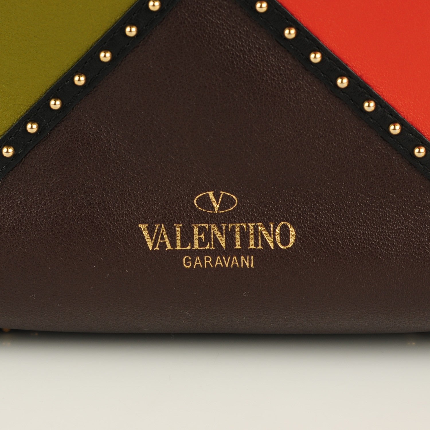 Valentino Garavani Calfskin Studded Colorblock Patchwork Tote 8 of 8