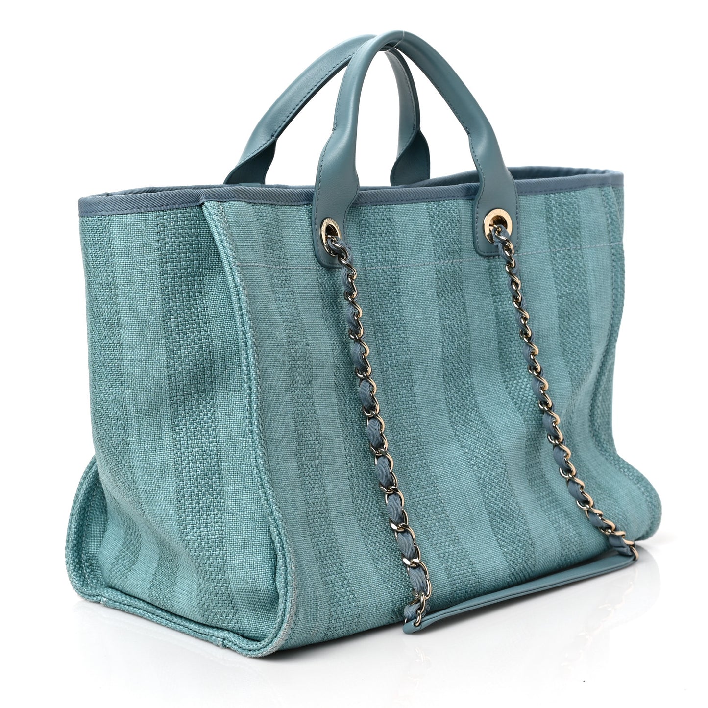 Mixed Fibers Striped Medium Deauville Tote Blue