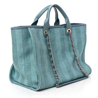 Chanel Mixed Fibers Striped Medium Deauville Tote Blue 3 of 9