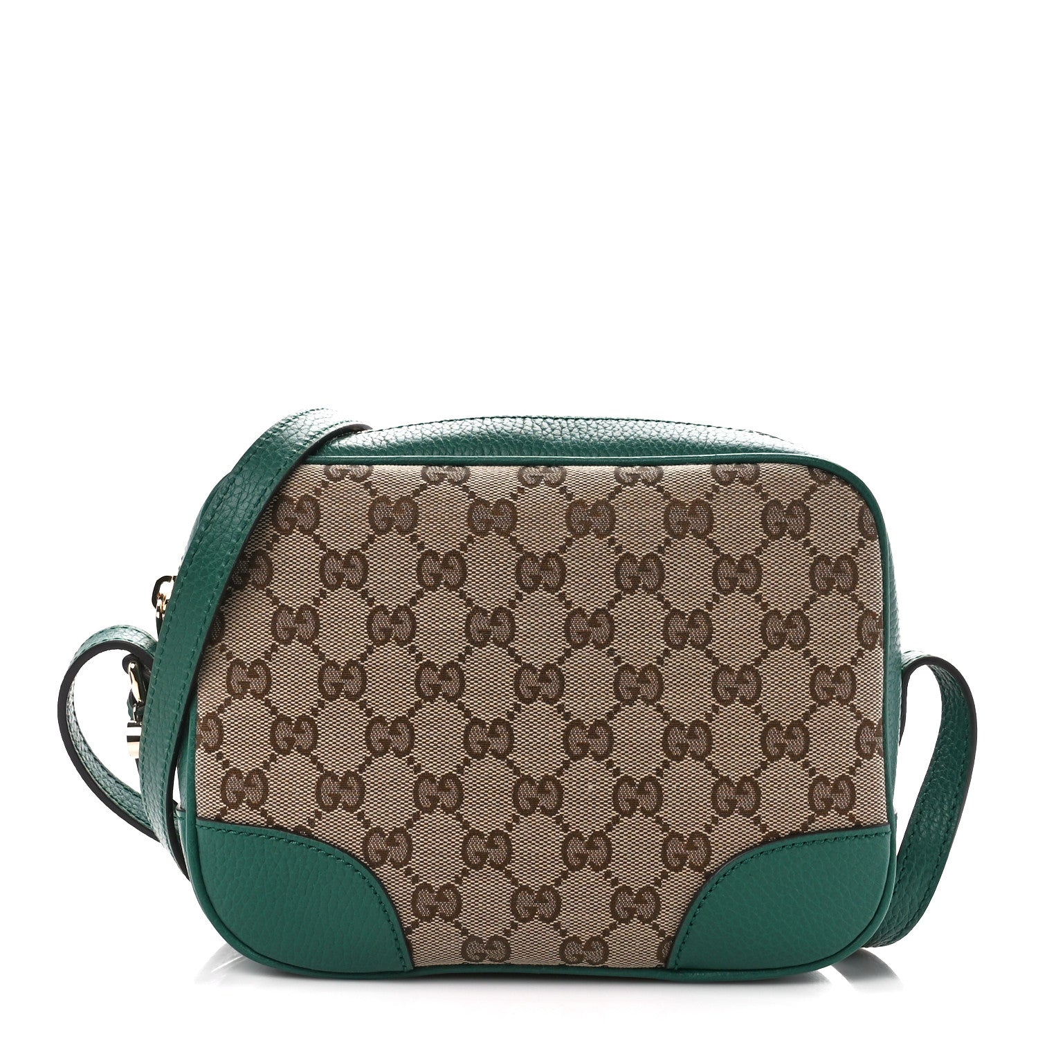 Gucci Monogram Dollar Calfskin Mini Bree Messenger Bag Beige Ebony Emerald 1 of 13