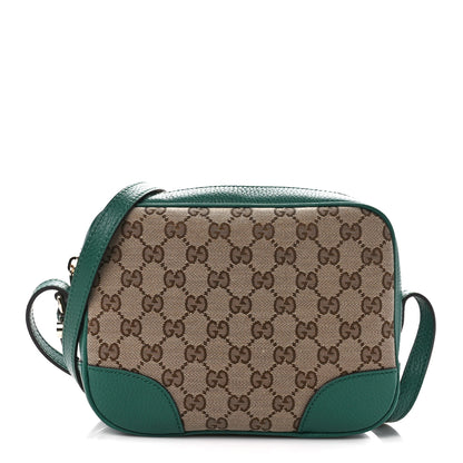 Gucci Monogram Dollar Calfskin Mini Bree Messenger Bag Beige Ebony Emerald 1 of 13