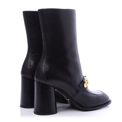 Gucci Goatskin Austin Calfskin Sylvie Chain Ankle Boots 38 Black 4 of 8