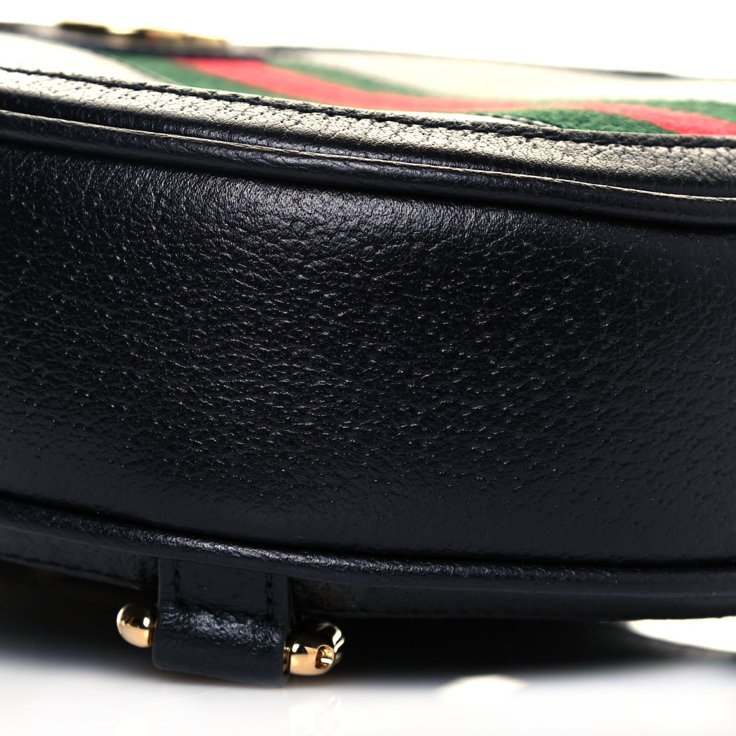 Grained Calfskin Web Mini Ophidia Round Backpack Black