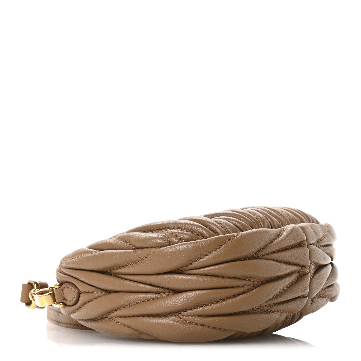 Miu Miu Nappa Matelasse Micro Wander Hobo Caramel 4 of 10