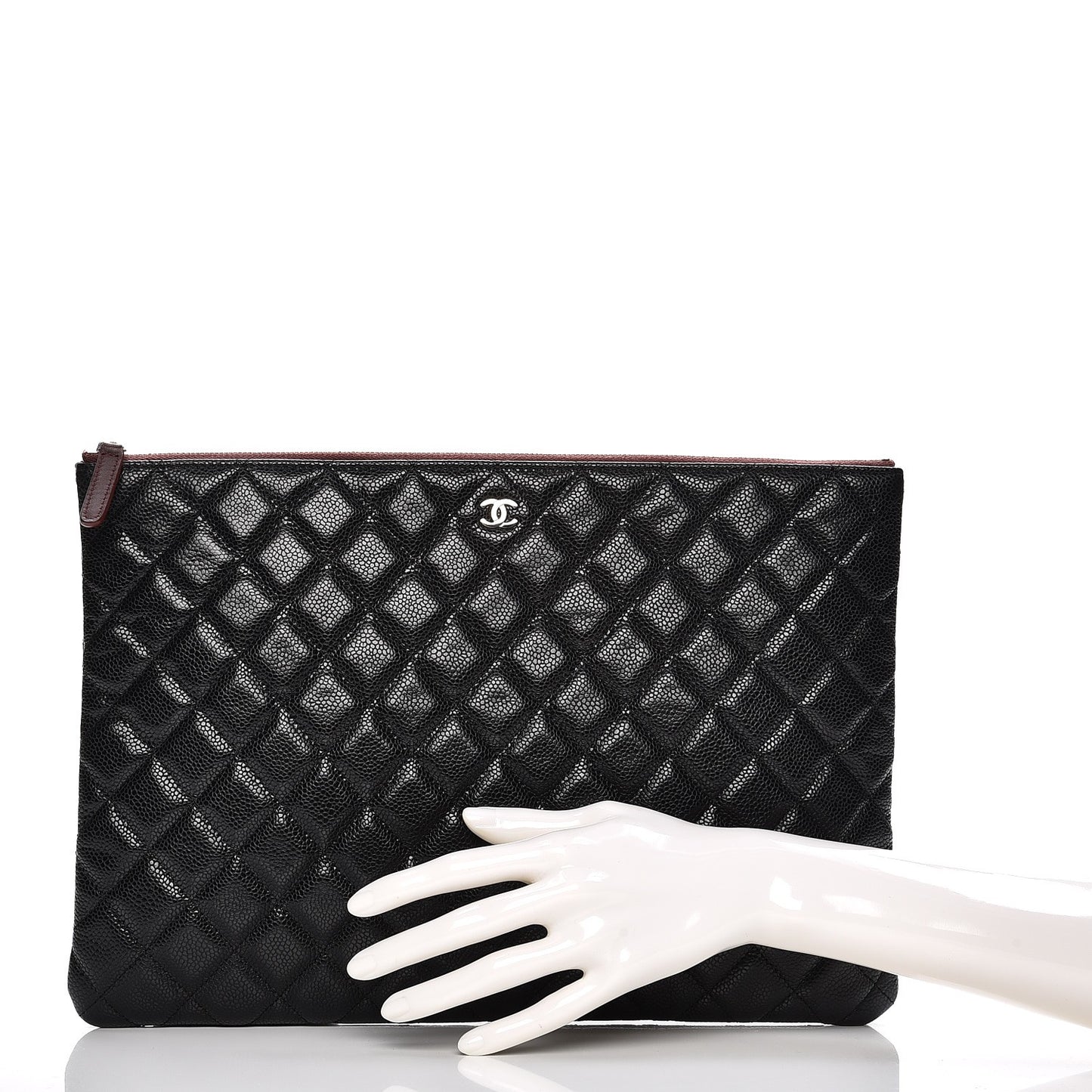 Caviar Quilted Large Cosmetic Case Black