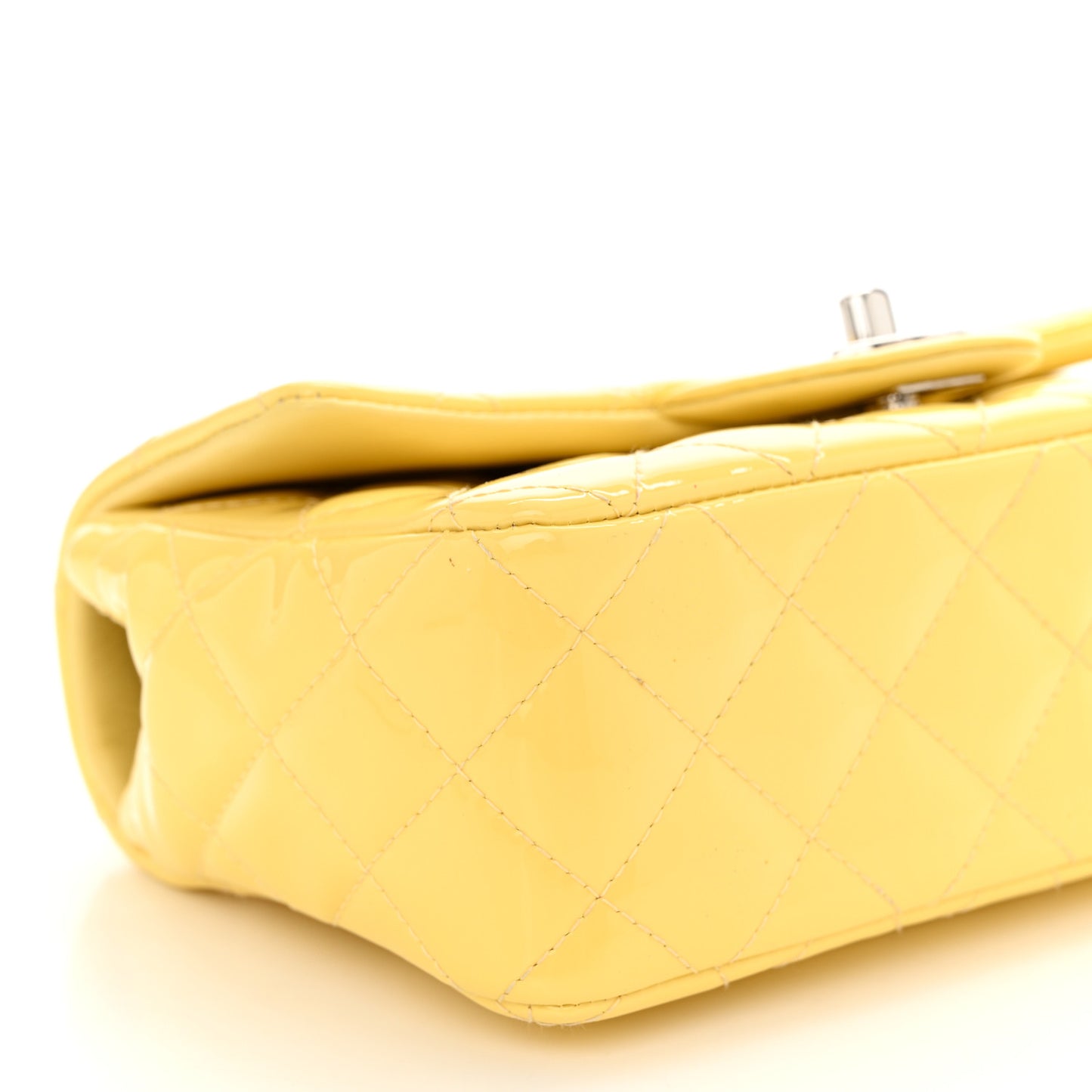 Patent Quilted Mini Rectangular Flap Yellow