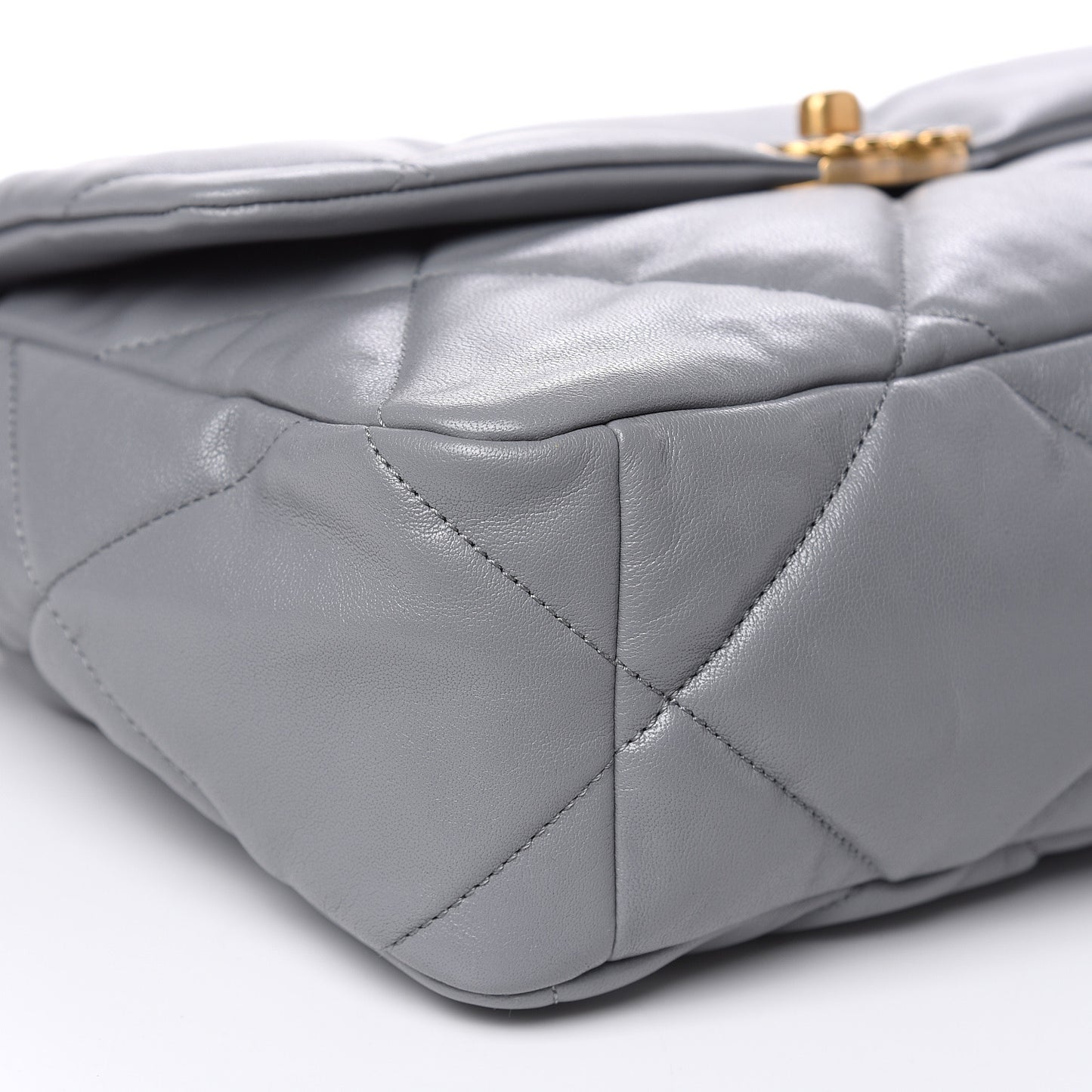 Lambskin Quilted Large 19 Flap Grey
