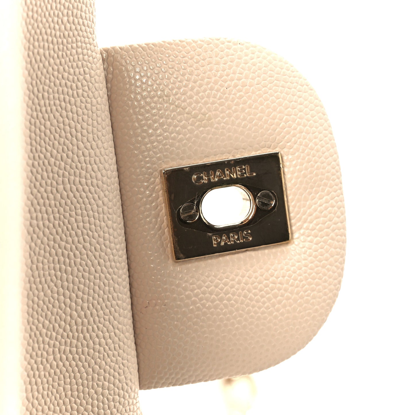 Caviar Quilted Jumbo Double Flap Light Beige