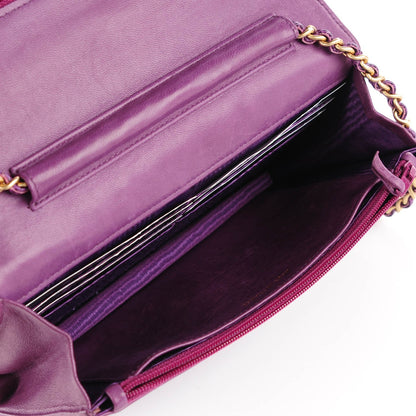 Chanel Caviar Timeless CC Wallet On Chain WOC Purple 9 of 9