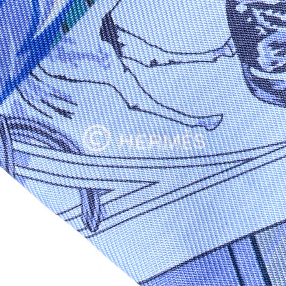 Hermes Silk Cheval Phoenix Twilly Marine Ciel Cobalt 3 of 4