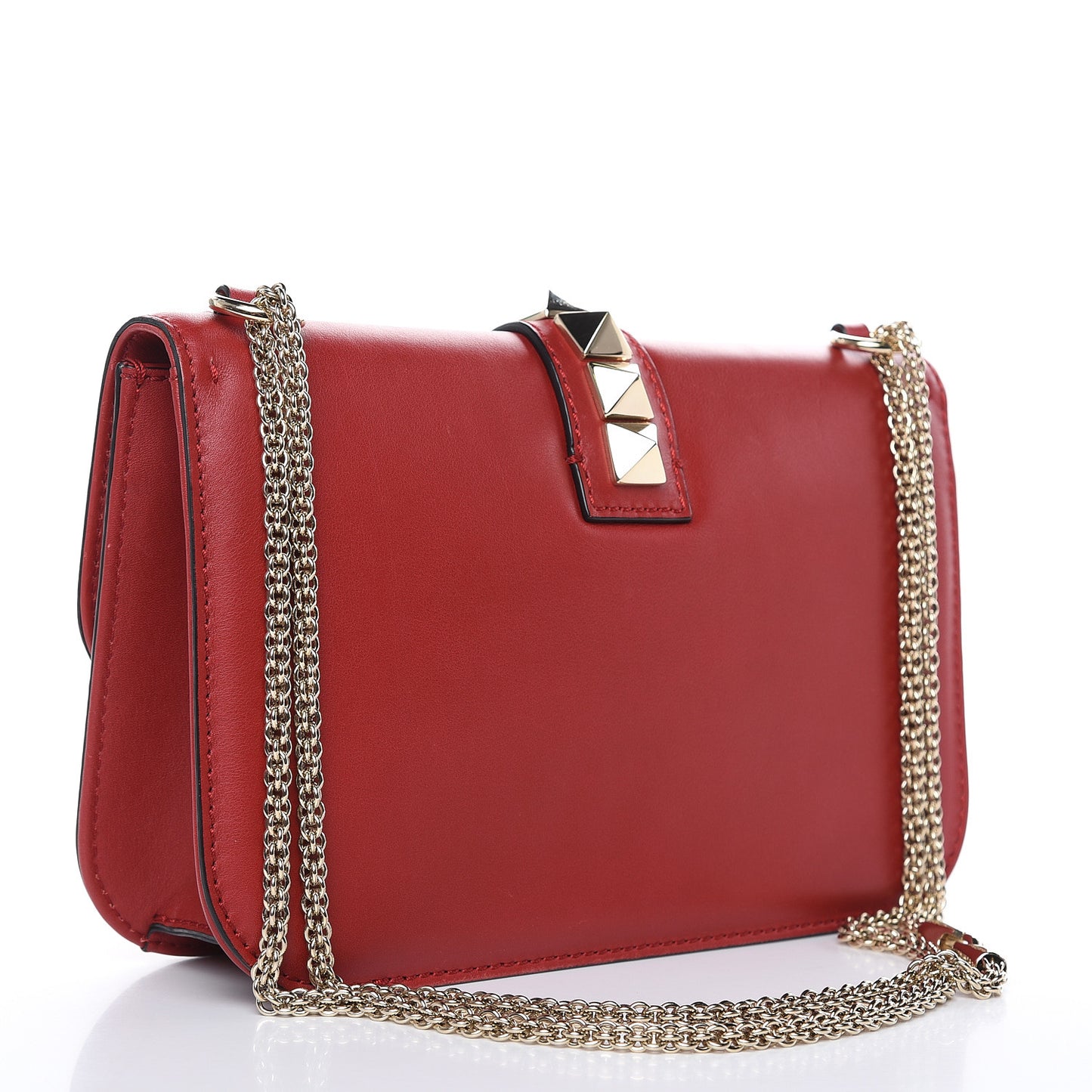 Vitello Medium Glam Lock Rockstud Flap Red