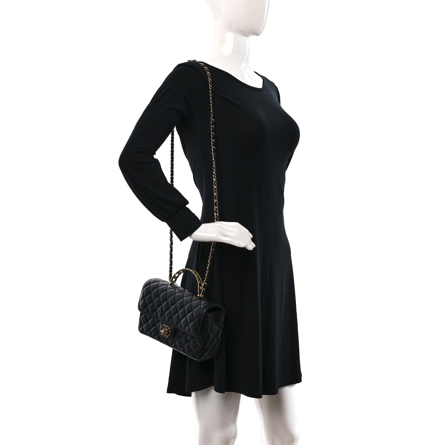 Lambskin Quilted Small Strass On Top Flap Bag Black