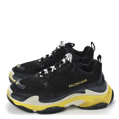 Balenciaga Fabric Mesh Womens Triple S Sneakers 38 Black Yellow 3 of 8