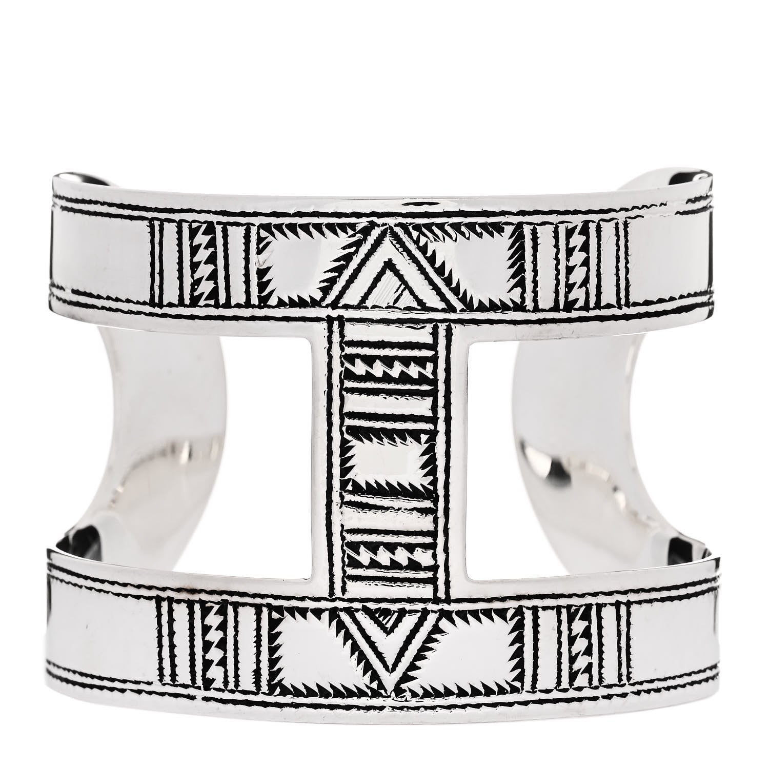 Hermes Sterling Silver Touareg Wide Cuff Bracelet 1 of 5