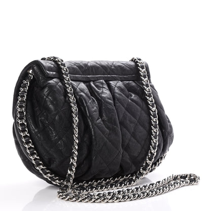 Chanel Washed Lambskin Quilted Medium Chain Around Messenger Black 3 of 8