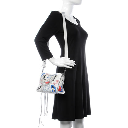 Balenciaga Agneau Graffiti All Over Classic Hardware Mini City White Bleu Rouge 2 of 8