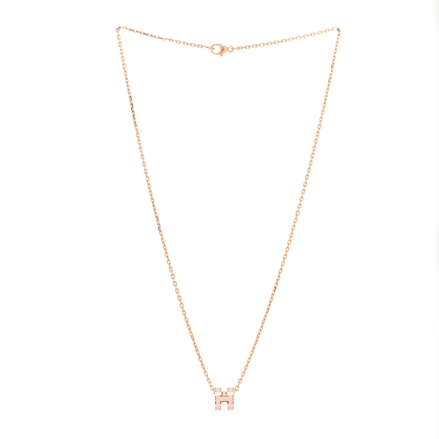 Hermes Lacquered Rose Gold Mini Pop H Pendant Necklace Rose Dragee 3 of 4