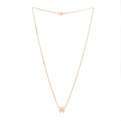 Hermes Lacquered Rose Gold Mini Pop H Pendant Necklace Rose Dragee 3 of 4