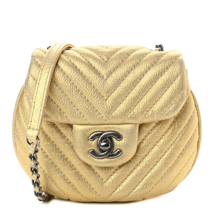 Chanel Metallic Aged Calfskin Chevron Small Bubble CC Flap Gold 1 of 11