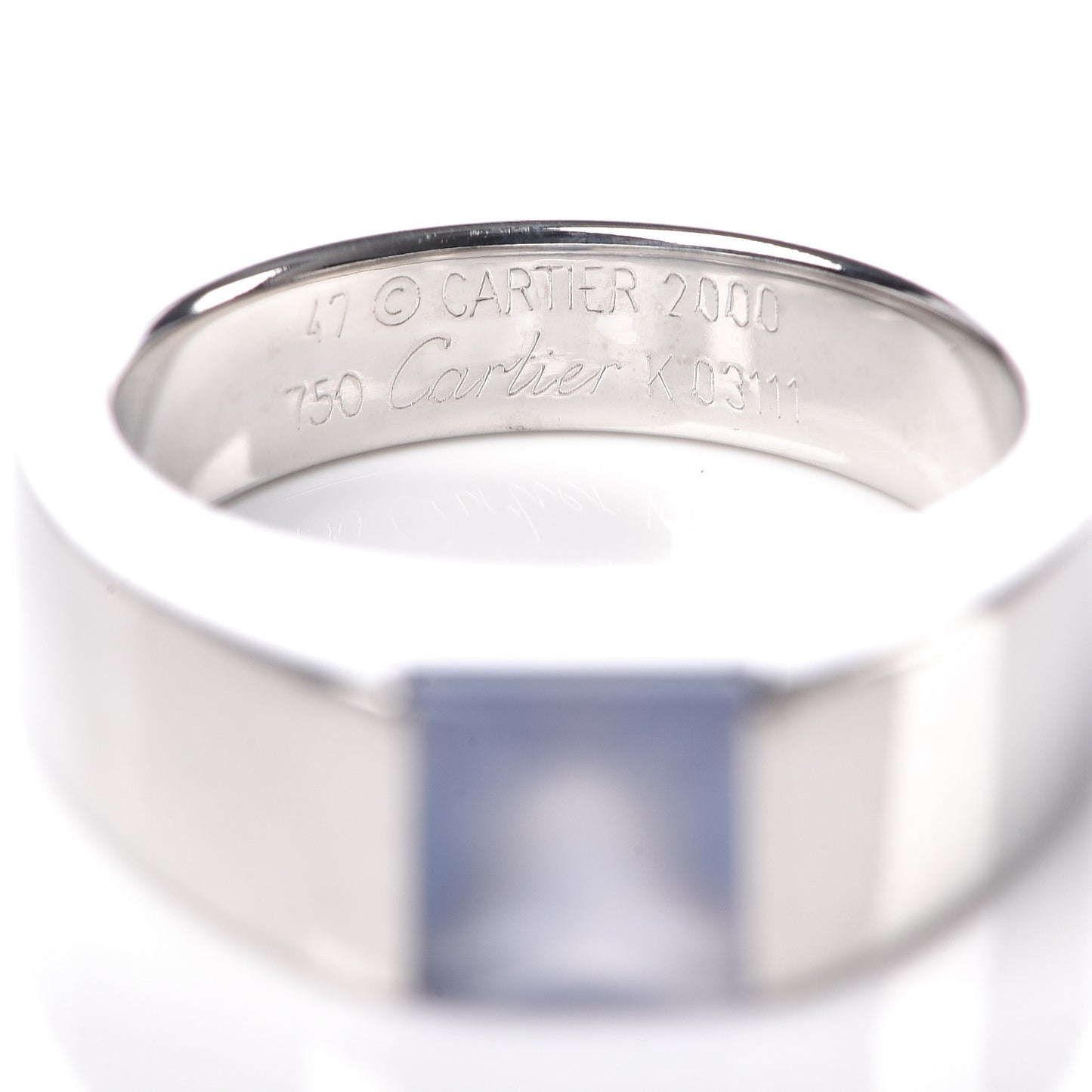 18K White Gold Chalcedony Tank Ring 47 4