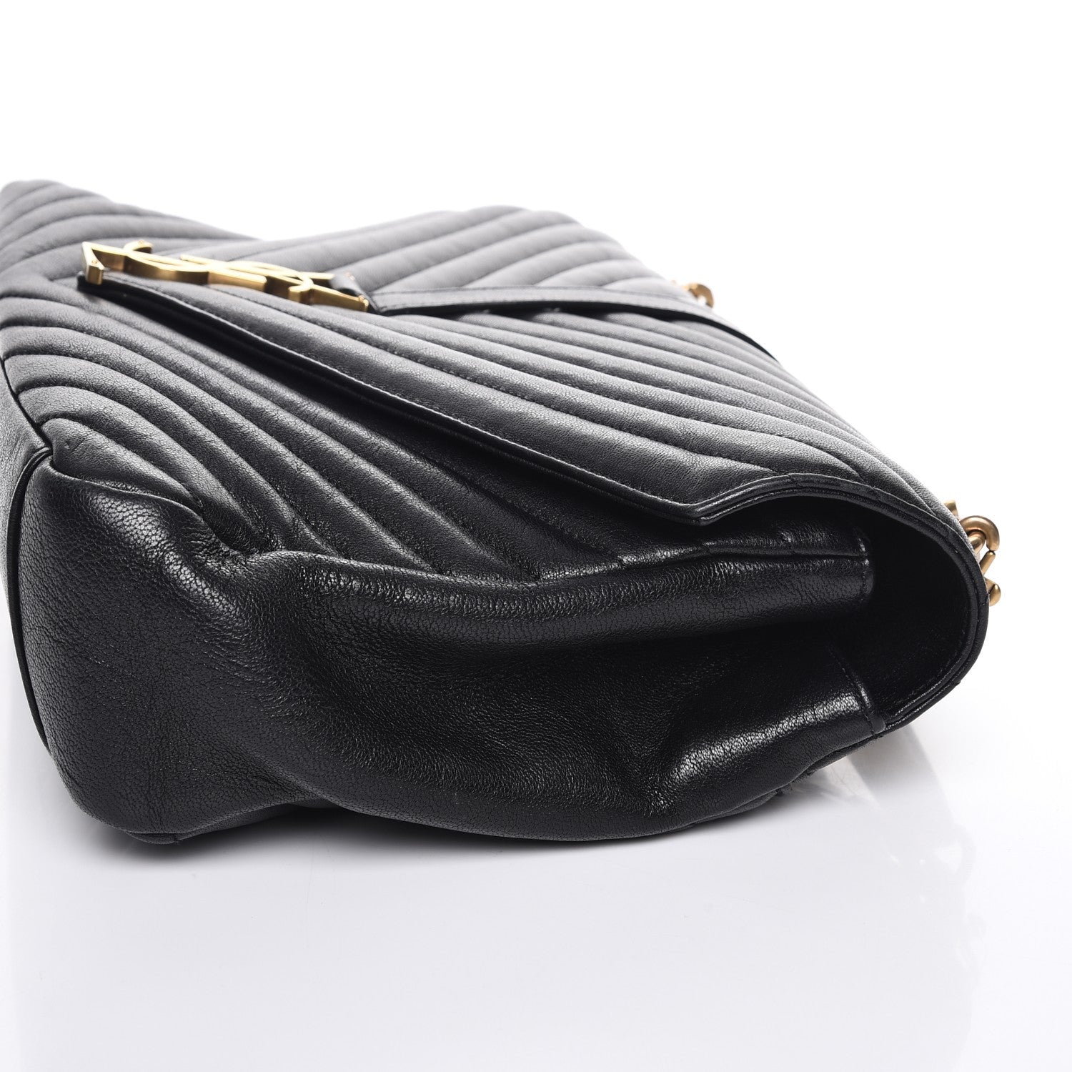 Saint Laurent Sheepskin Matelasse Chevron Monogram Large College Satchel Black 9 of 12