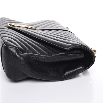 Saint Laurent Sheepskin Matelasse Chevron Monogram Large College Satchel Black 9 of 12