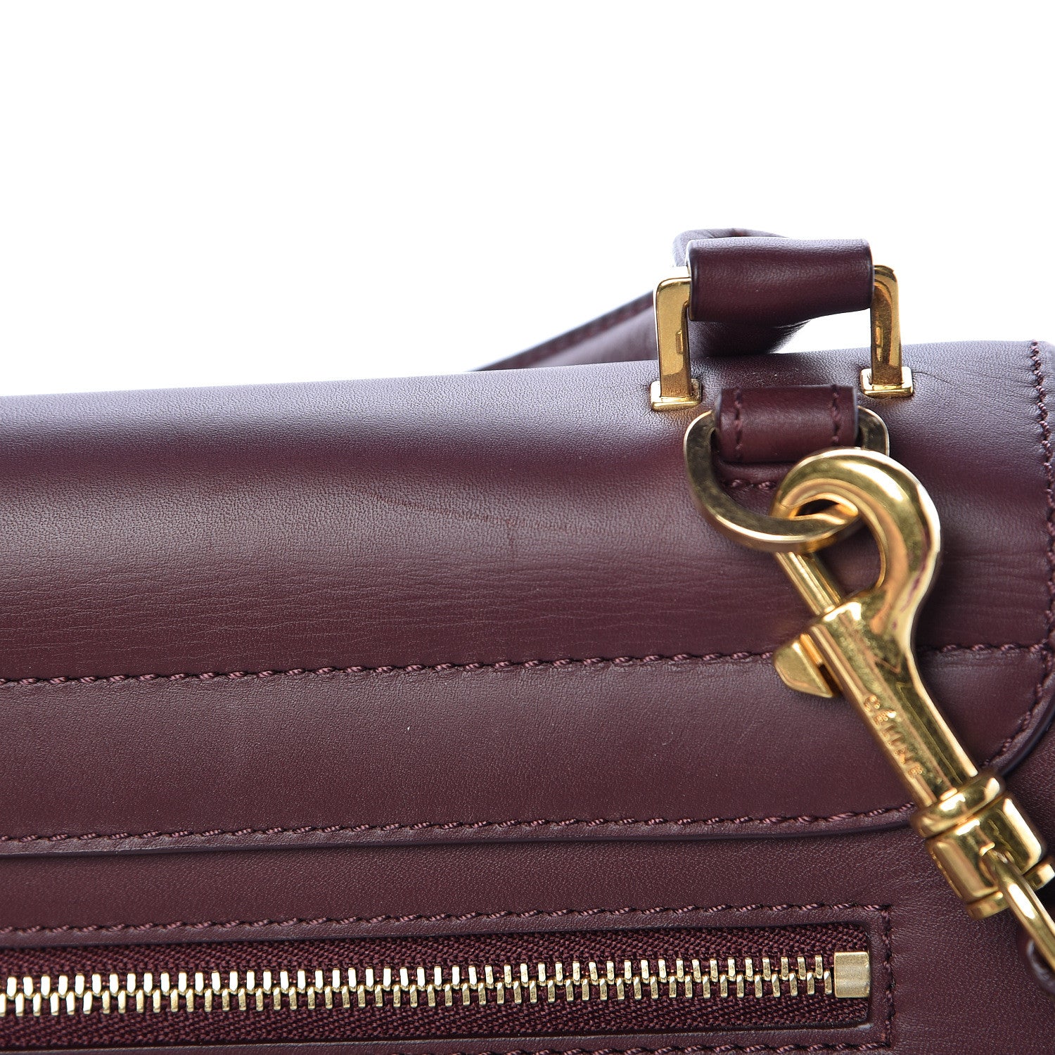 Celine Smooth Calfskin Suede Medium Bi-Color Trapeze Burgundy 11 of 17