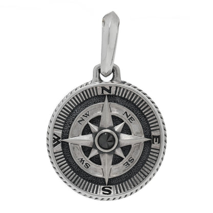 David Yurman Sterling Silver Black Diamond Maritime Compass Enhancer Pendant 1 of 3