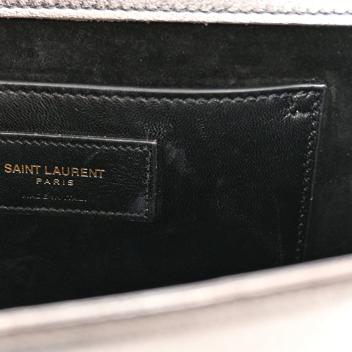 Textured Metallic Calfskin Classic Monogram Cassandre Clutch Silver