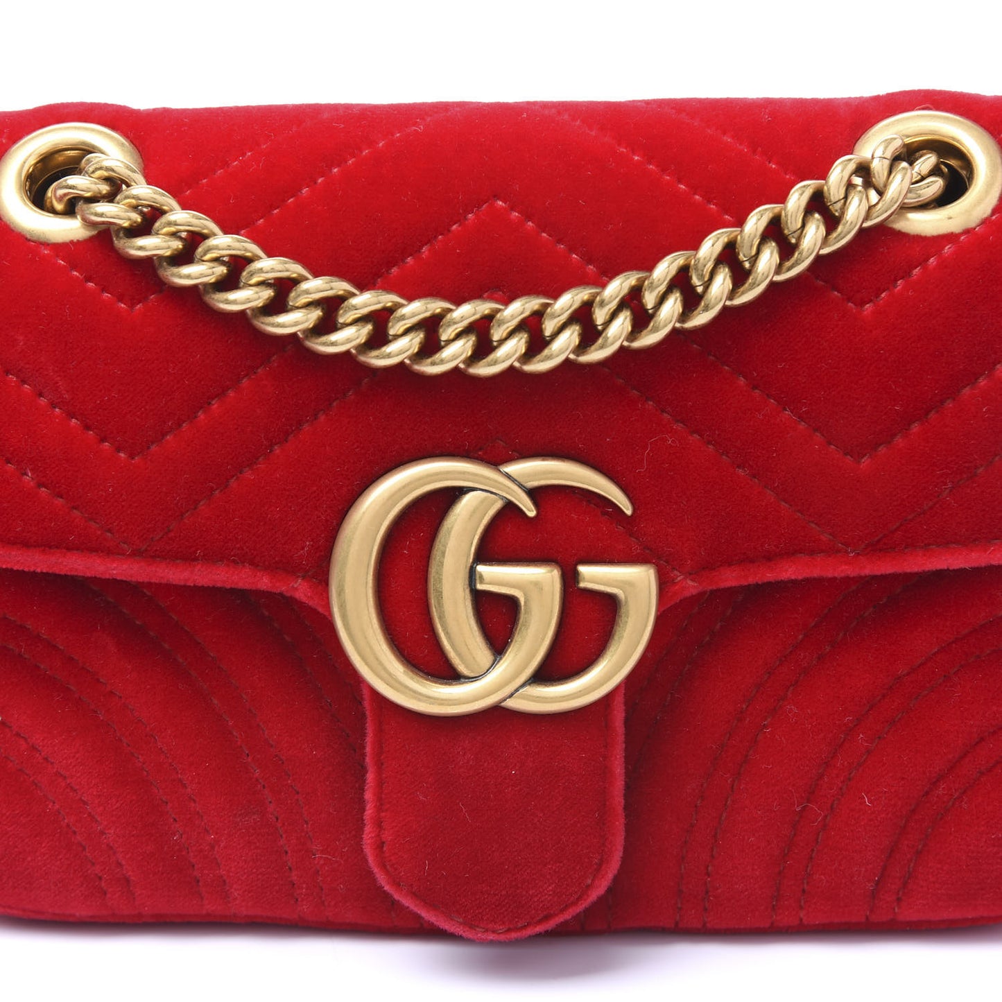 Velvet Matelasse Mini GG Marmont Shoulder Bag Hibiscus Red