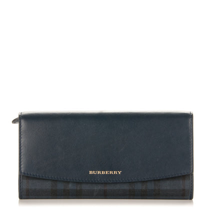 Burberry Calfskin Horseferry Check Porter Continental Wallet Navy 1 of 7