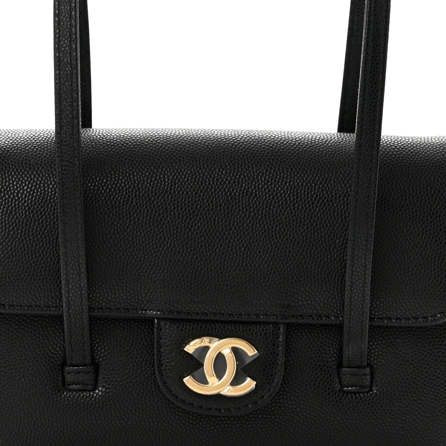 Shiny Caviar Mini Preppy Coco Shoulder Bag Black