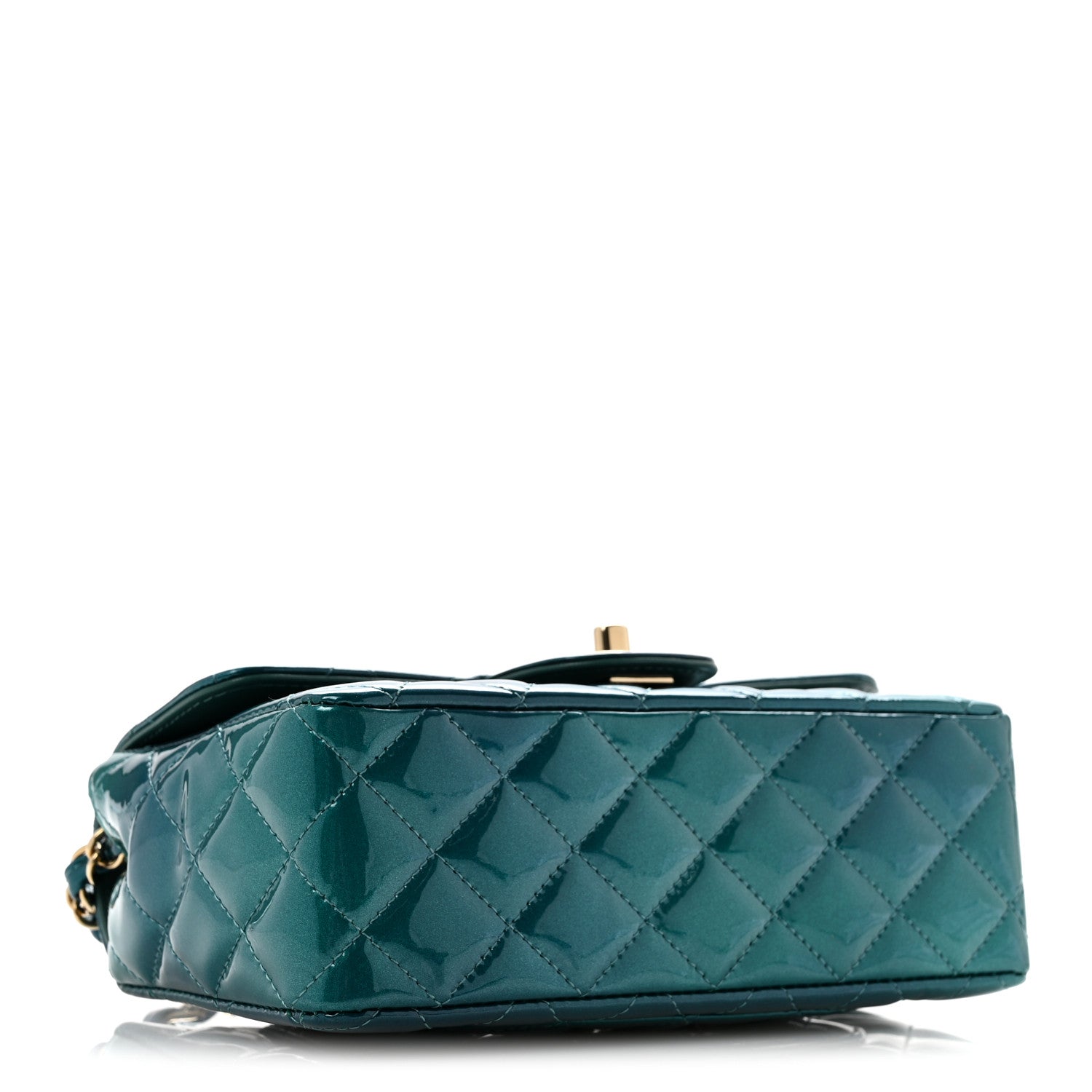 Chanel Shaded Patent Calfskin Quilted Mini Rectangular Flap Green Blue 4 of 12
