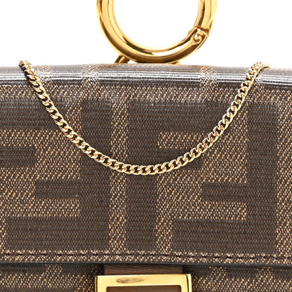 Fendi Glazed Fabric FF 1974 Nano Baguette Charm Mogano Panna 7 of 10