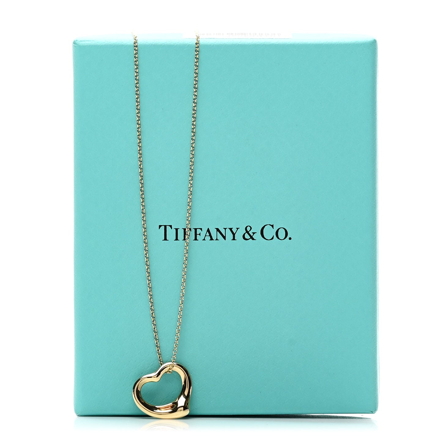 18K Yellow Gold 16mm Elsa Peretti Open Heart Pendant Necklace