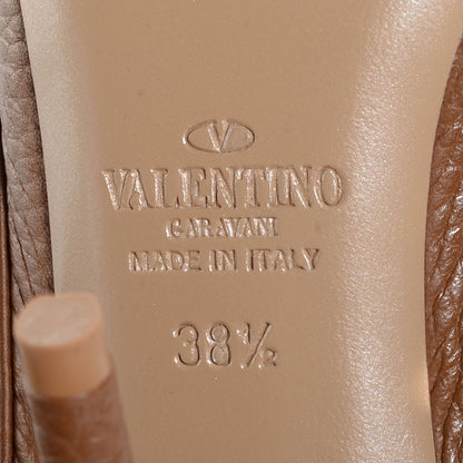 Valentino Garavani Pebbled Calfskin Rockstud Ankle Strap Pumps 38.5 Deep Cuir 7 of 7