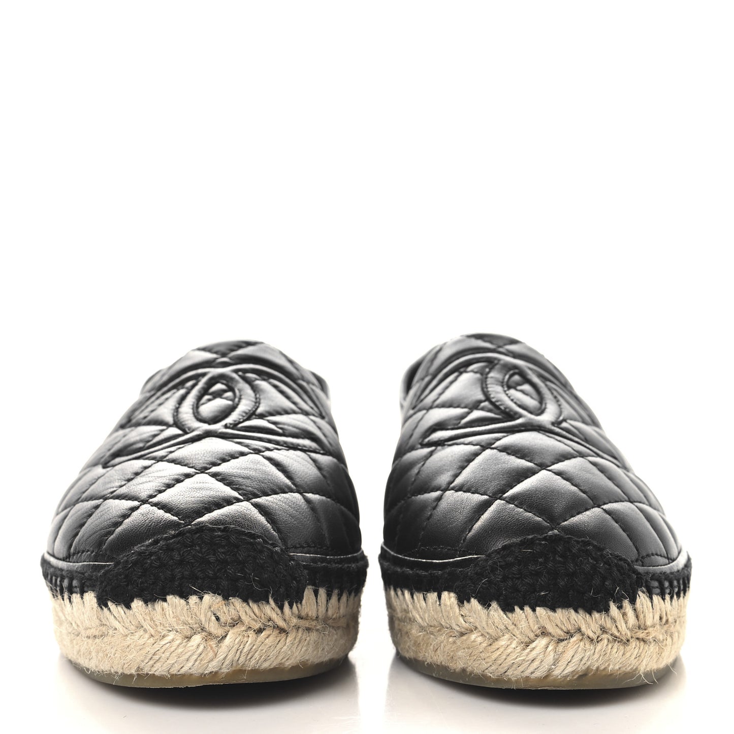 Lambskin Quilted CC Espadrilles 38 Black