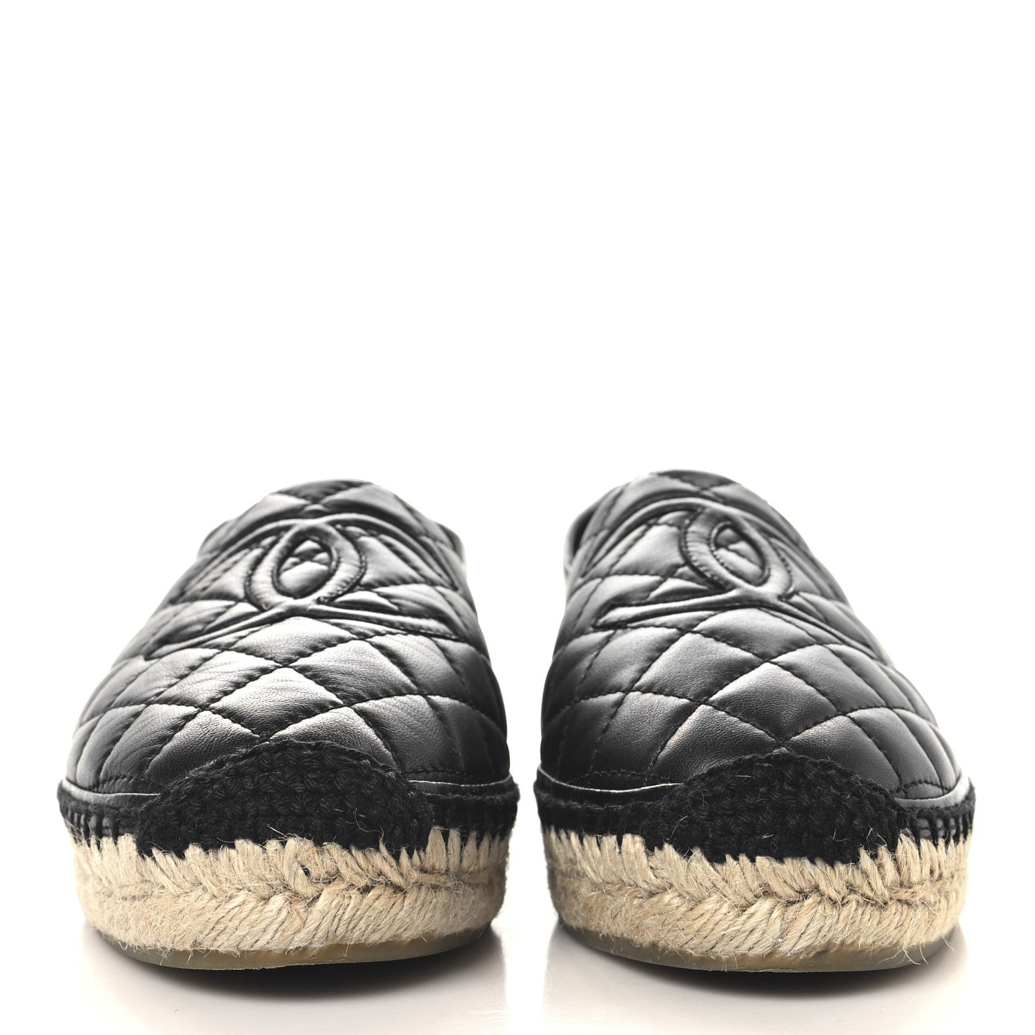Chanel Lambskin Quilted CC Espadrilles 38 Black 3 of 10