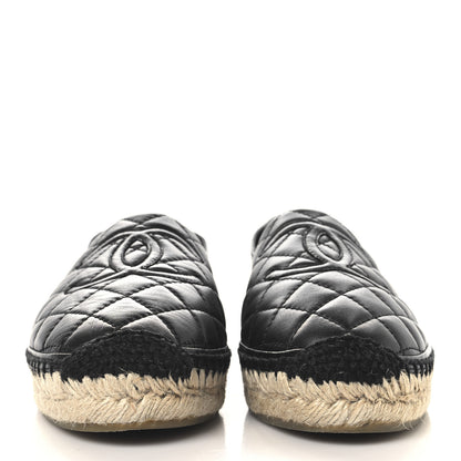 Chanel Lambskin Quilted CC Espadrilles 38 Black 3 of 10