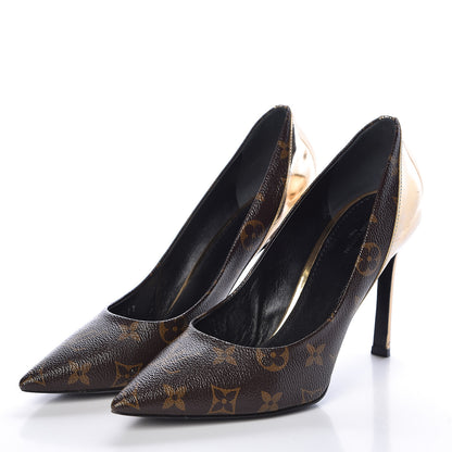 Louis Vuitton Monogram Cherie Pumps 39 Gold 3 of 9
