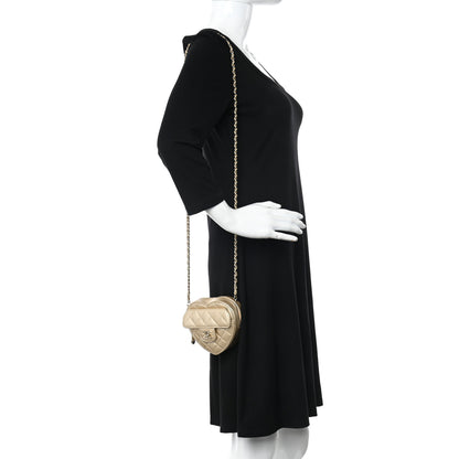 Chanel Metallic Lambskin Quilted CC In Love Heart Clutch With Chain Gold 2 of 10