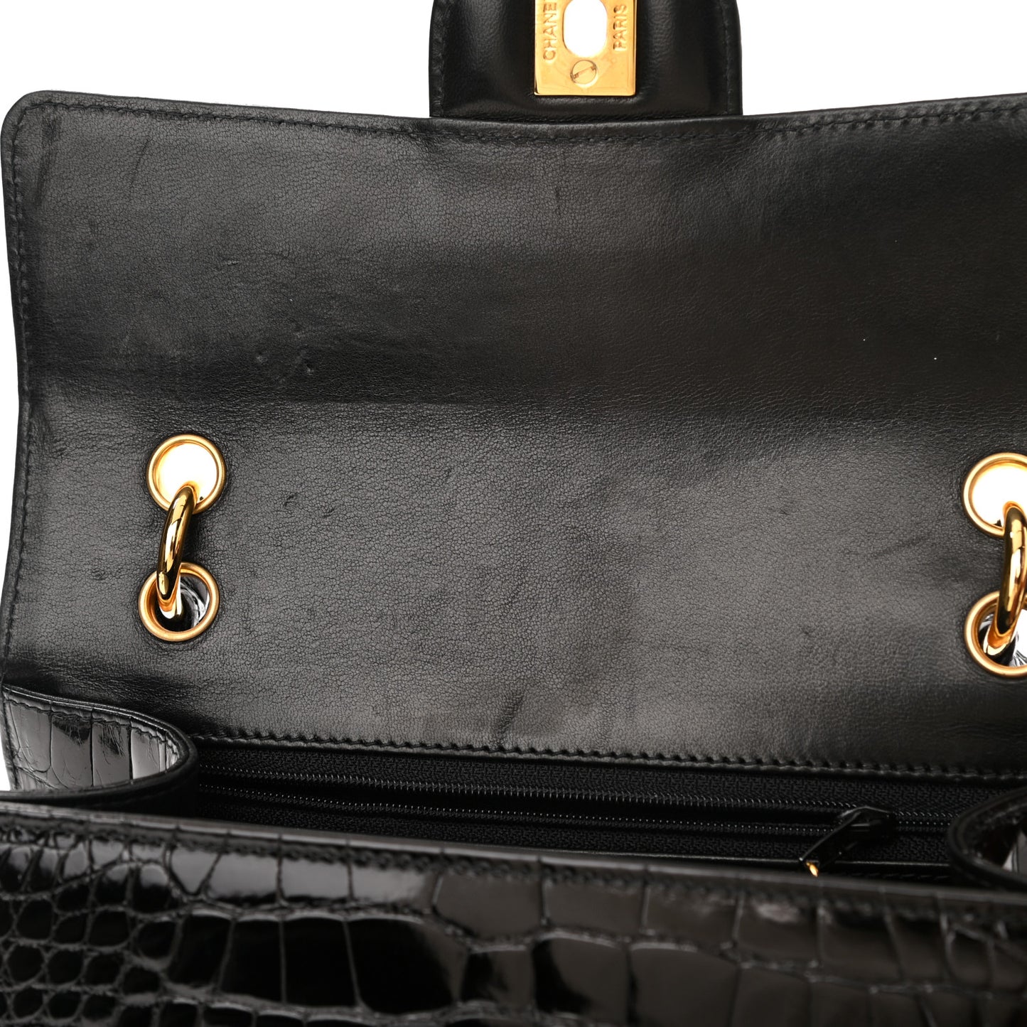 Alligator Small Single Flap Black