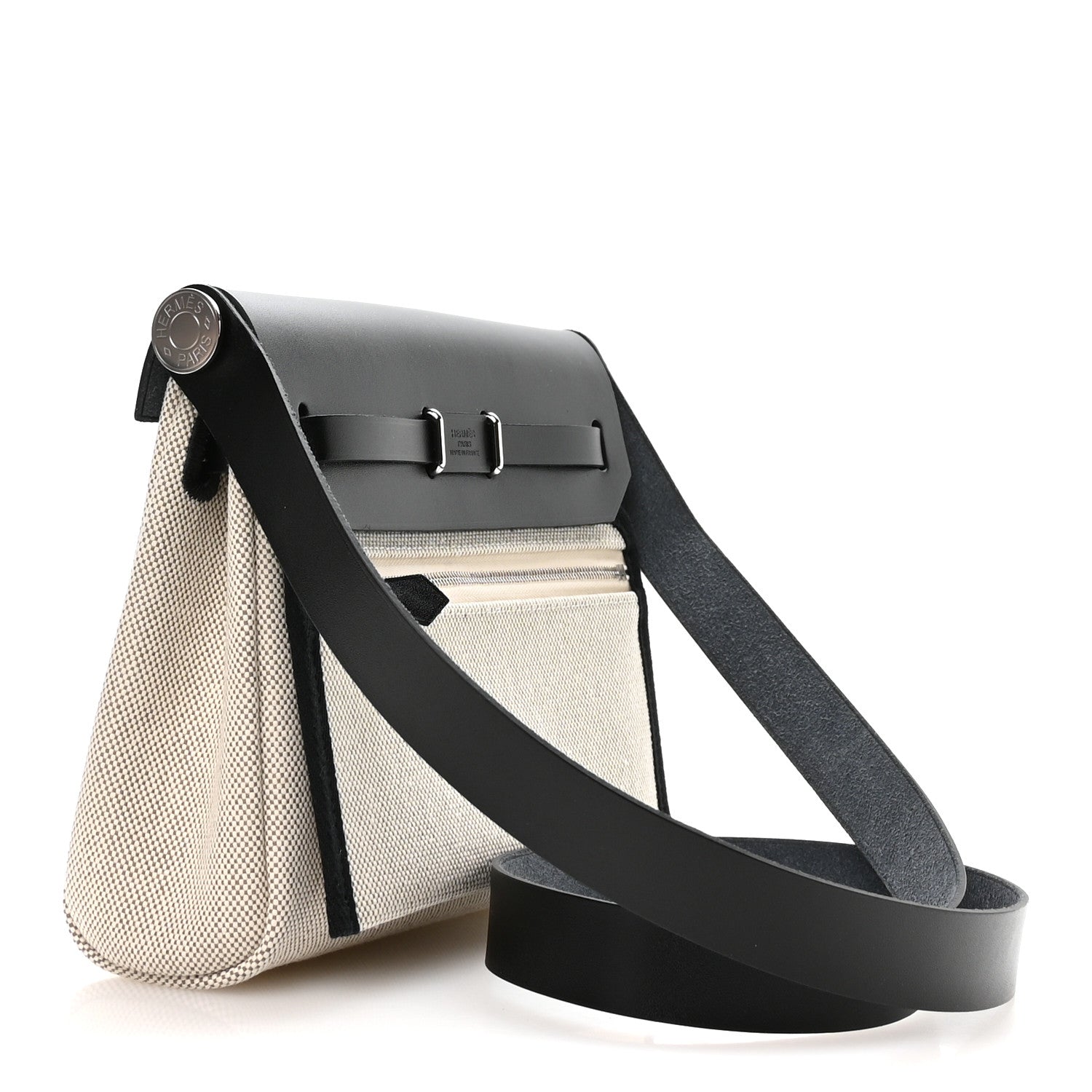 Hermes Toile H Vache Hunter Herbag Zip Retourne 20 Ecru Amande Black 3 of 11