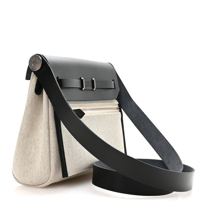 Hermes Toile H Vache Hunter Herbag Zip Retourne 20 Ecru Amande Black 3 of 11