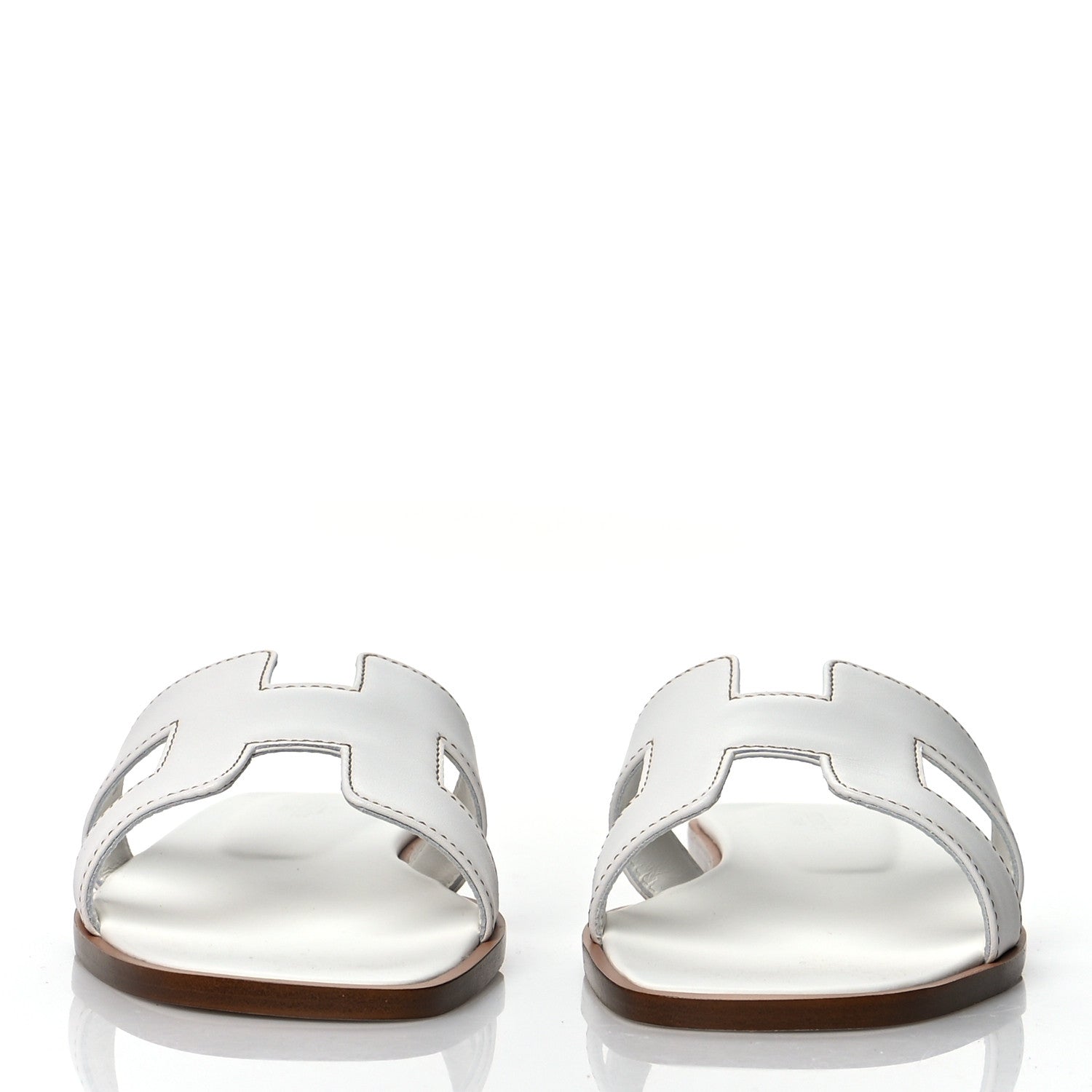 Hermes Box Calfskin Oran Sandals 38 White 2 of 9
