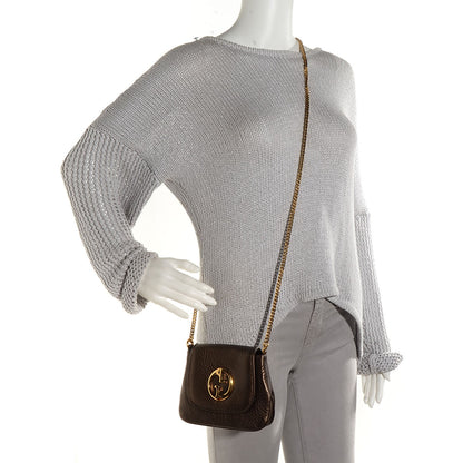 Gucci Metallic Pebbled Calfskin Small 1973 Chain Shoulder Bag Winter Leaf 2 of 9