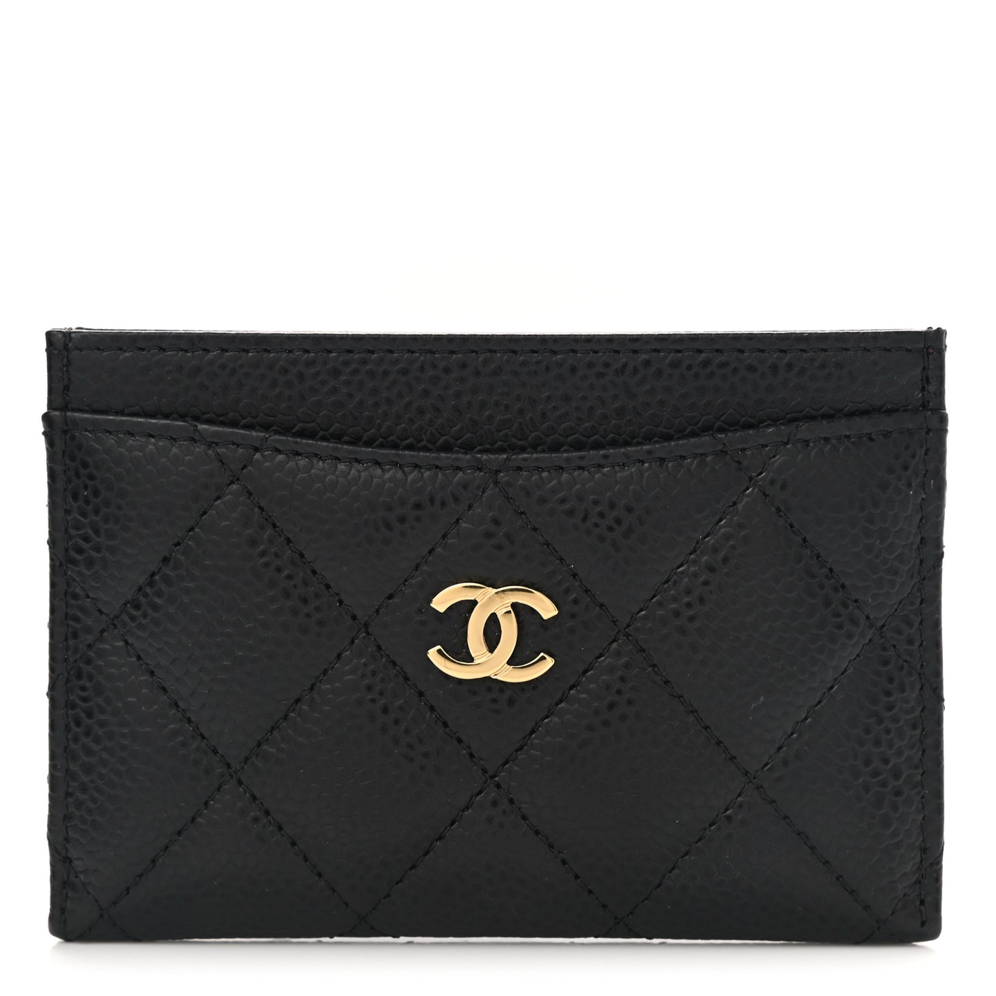 Caviar Quilted Card Holder Black