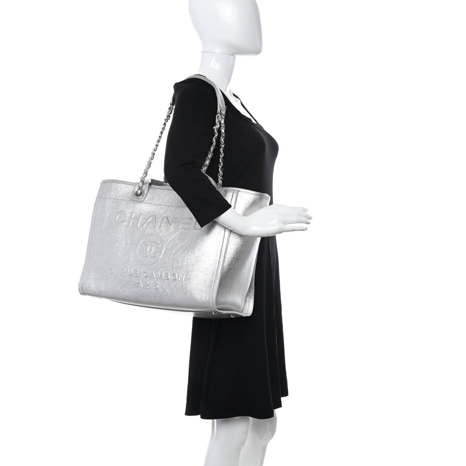 Chanel Metallic Calfskin Medium Deauville Tote Silver 2 of 10