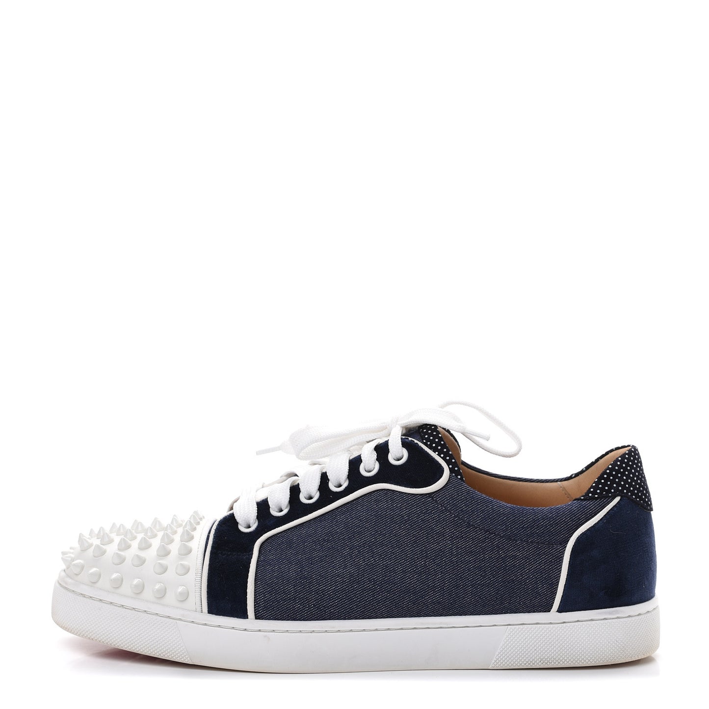 Denim Velours Spikes Vieira Flat Sneaker 41 Navy Latte